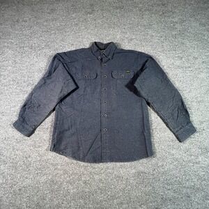 Stanley Shirt Mens Large Charcoal Gray 100% Cotton Button Front Utility Workwear